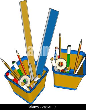 Stifthalter, Illustration, Vektor auf weißem Hintergrund. Stock Vektor