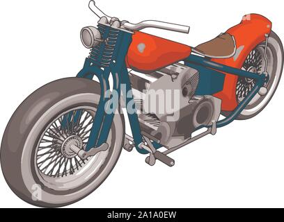 Rotes Motorrad, Illustration, Vektor auf weißem Hintergrund. Stock Vektor