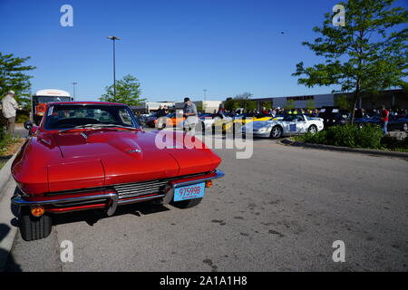 Viele Besitzer von Chevrolet Korvetten von 1960 bis 2010 kam eine Fahrt in Corvette Reise rund um den See reisen Falle zu nehmen, Fond du Lac, Wisconsin Stockfoto