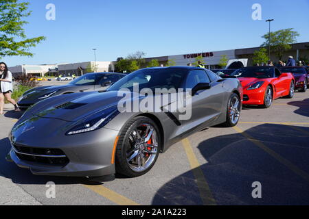 Viele Besitzer von Chevrolet Korvetten von 1960 bis 2010 kam eine Fahrt in Corvette Reise rund um den See reisen Falle zu nehmen, Fond du Lac, Wisconsin Stockfoto