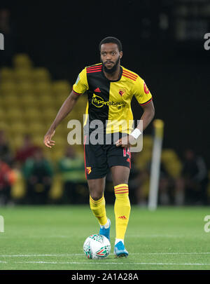 Watford, UK. 24 Sep, 2019. Nathaniel Chalobah von Watford während der carabao Pokalspiel zwischen dem Watford und Swansea City an der Vicarage Road, Watford, England am 24. September 2019. Foto von Andy Rowland. Credit: PRiME Media Images/Alamy leben Nachrichten Stockfoto