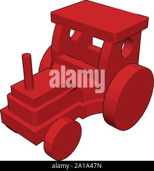Roter Traktor, Illustration, Vektor auf weißem Hintergrund. Stock Vektor