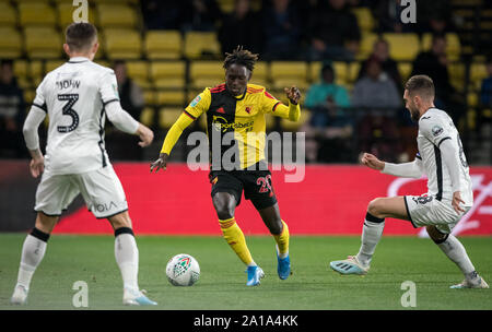 Watford, UK. 24 Sep, 2019. Domingos Quina von Watford während der carabao Pokalspiel zwischen dem Watford und Swansea City an der Vicarage Road, Watford, England am 24. September 2019. Foto von Andy Rowland. Credit: PRiME Media Images/Alamy leben Nachrichten Stockfoto