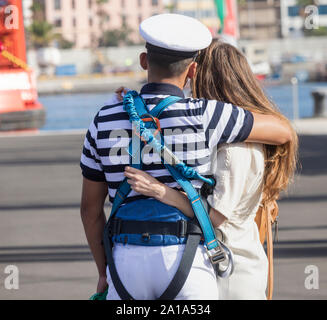 Seemann Abschied. Letzte Kuss. Stockfoto