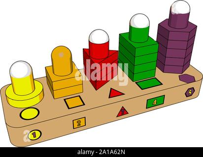 Verschiedene Formen Spielzeug, Illustration, Vektor auf weißem Hintergrund. Stock Vektor