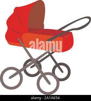 Rot Kinderwagen, Illustration, Vektor auf weißem Hintergrund. Stock Vektor