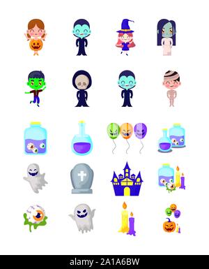 Bundle halloween mit set Symbole Vector Illustration Design Stock Vektor