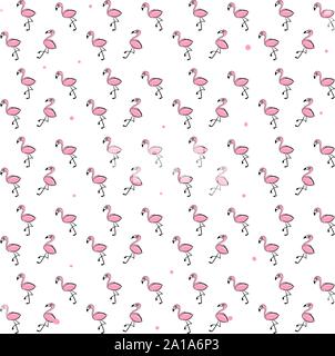Flamingo Tapete, Illustration, Vektor auf weißem Hintergrund. Stock Vektor