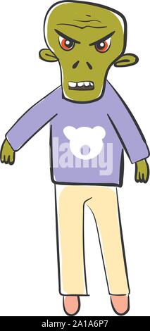 Wütende Zombie, Illustration, Vektor auf weißem Hintergrund. Stock Vektor