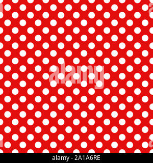 Nahtlose Weihnachten Geschenkpapier Muster. Festliche Weihnachten Punktmuster. Weiße Punkte auf roten Hintergrund. Stockfoto