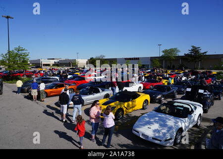 Viele Besitzer von Chevrolet Korvetten von 1960 bis 2010 kam eine Fahrt in Corvette Reise rund um den See reisen Falle zu nehmen, Fond du Lac, Wisconsin Stockfoto