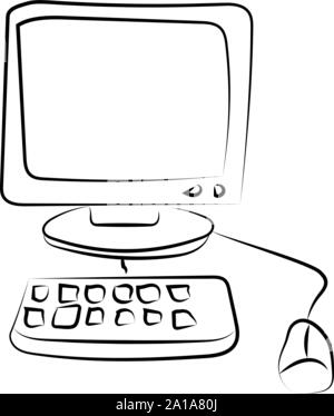 Pc-Zeichnung, Illustration, Vektor auf weißem Hintergrund. Stock Vektor