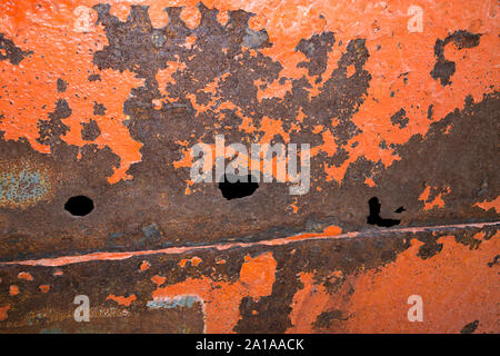 Das Bügeleisen Seite/Seiten der SS Great Britain, Brunel dampfbetriebenen Schiff im Trockendock in Bristol, UK. Aus Stahlblech; Rumpf Fugen zwischen den Platten waren doppelt im Vernietung. Stockfoto