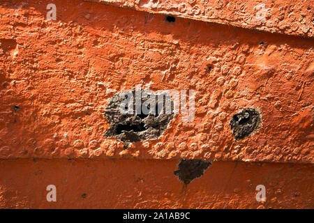 Das Bügeleisen Seite/Seiten der SS Great Britain, Brunel dampfbetriebenen Schiff im Trockendock in Bristol, UK. Aus Stahlblech; Rumpf Fugen zwischen den Platten waren doppelt im Vernietung. Stockfoto