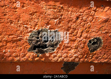 Das Bügeleisen Seite/Seiten der SS Great Britain, Brunel dampfbetriebenen Schiff im Trockendock in Bristol, UK. Aus Stahlblech; Rumpf Fugen zwischen den Platten waren doppelt im Vernietung. Stockfoto