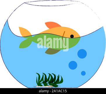 Fisch in einem Tank, Illustration, Vektor auf weißem Hintergrund. Stock Vektor