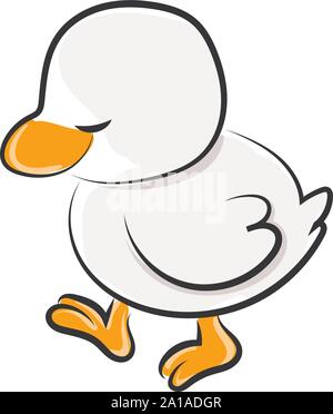 Weiße Ente, Illustration, Vektor auf weißem Hintergrund. Stock Vektor