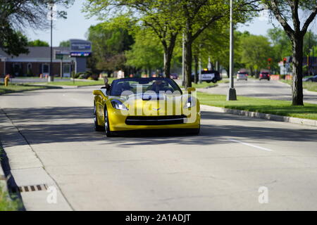 Viele Besitzer von Chevrolet Korvetten von 1960 bis 2010 kam eine Fahrt in Corvette Reise rund um den See reisen Falle zu nehmen, Fond du Lac, Wisconsin Stockfoto