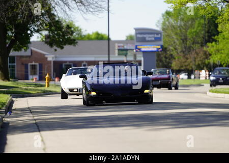 Viele Besitzer von Chevrolet Korvetten von 1960 bis 2010 kam eine Fahrt in Corvette Reise rund um den See reisen Falle zu nehmen, Fond du Lac, Wisconsin Stockfoto