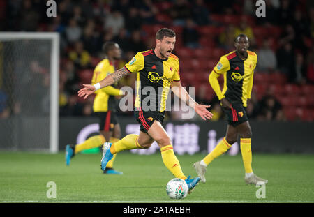 Watford, UK. 24 Sep, 2019. Daryl Janmaat von Watford während der carabao Pokalspiel zwischen dem Watford und Swansea City an der Vicarage Road, Watford, England am 24. September 2019. Foto von Andy Rowland. Credit: PRiME Media Images/Alamy leben Nachrichten Stockfoto