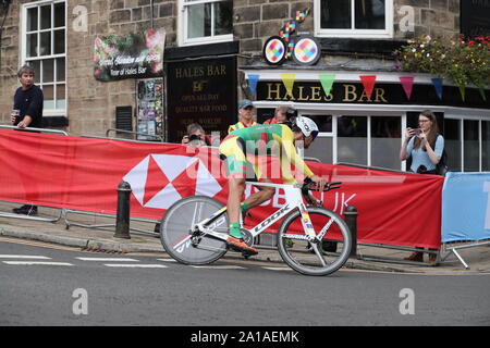 Harrogate, Großbritannien. 25 Sep, 2019. HARROGATE, 25-09-2019, Radfahren, WK WIELRENNEN, Weltmeisterschaften, tijdrit, Elite Männer, stimmungsvolle Bilder von Yorkshire Credit: Pro Schüsse/Alamy leben Nachrichten Stockfoto