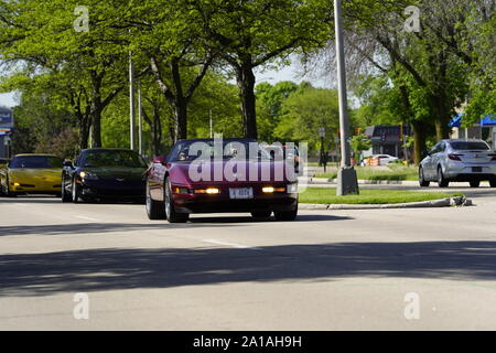 Viele Besitzer von Chevrolet Korvetten von 1960 bis 2010 kam eine Fahrt in Corvette Reise rund um den See reisen Falle zu nehmen, Fond du Lac, Wisconsin Stockfoto