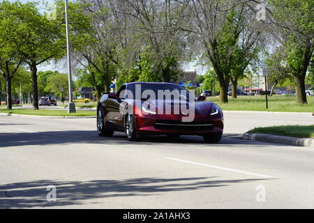 Viele Besitzer von Chevrolet Korvetten von 1960 bis 2010 kam eine Fahrt in Corvette Reise rund um den See reisen Falle zu nehmen, Fond du Lac, Wisconsin Stockfoto