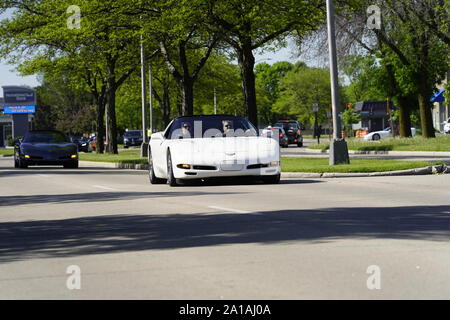 Viele Besitzer von Chevrolet Korvetten von 1960 bis 2010 kam eine Fahrt in Corvette Reise rund um den See reisen Falle zu nehmen, Fond du Lac, Wisconsin Stockfoto