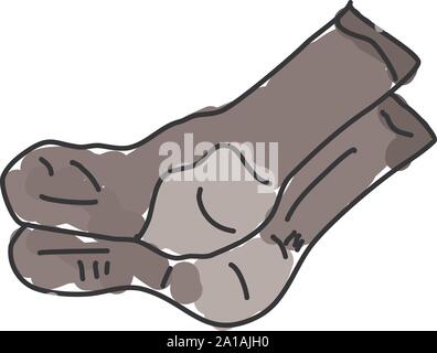 Graue Socken, Illustration, Vektor auf weißem Hintergrund. Stock Vektor