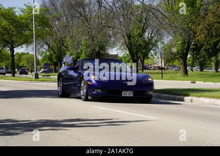Viele Besitzer von Chevrolet Korvetten von 1960 bis 2010 kam eine Fahrt in Corvette Reise rund um den See reisen Falle zu nehmen, Fond du Lac, Wisconsin Stockfoto