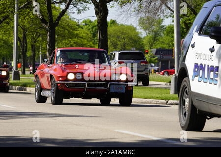 Viele Besitzer von Chevrolet Korvetten von 1960 bis 2010 kam eine Fahrt in Corvette Reise rund um den See reisen Falle zu nehmen, Fond du Lac, Wisconsin Stockfoto