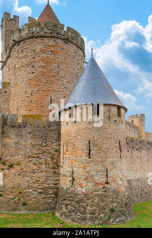 Mittelalterliche Burg Carcassonne, Aude Occitanie im Süden Frankreichs Stockfoto