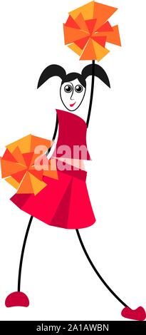 Cheerleader, Illustration, Vektor auf weißem Hintergrund. Stock Vektor