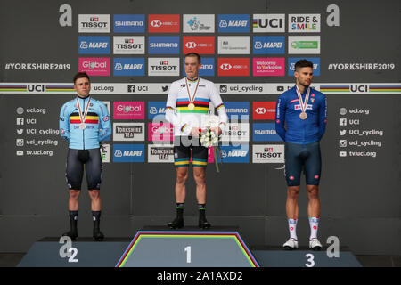 Harrogate, Großbritannien. 25. September 2019. 2019 UCI Road World Championships Mens Elite Einzelzeitfahren. September 25, 2019 Credit Dan-Cooke/Alamy leben Nachrichten Stockfoto