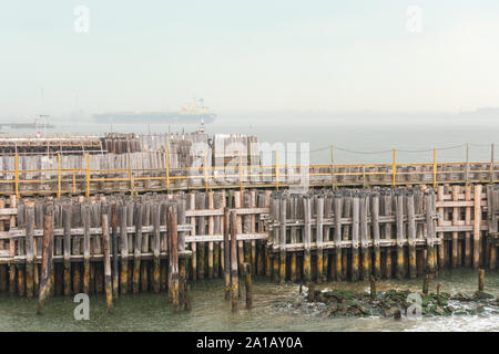 Blick vom Boot auf Staten Island, New York, Manhattan. Stockfoto