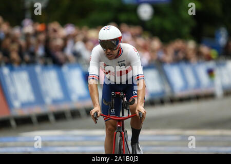 Harrogate, Großbritannien. 25. September 2019. Alex Dowsett Großbritannien Fünfter bei der 2019 UCI Road World Championships Mens Elite Einzelzeitfahren. September 25, 2019 Credit Dan-Cooke/Alamy leben Nachrichten Stockfoto