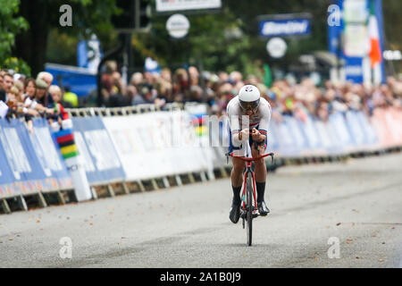 Harrogate, Großbritannien. 25. September 2019. Alex Dowsett Großbritannien Fünfter bei der 2019 UCI Road World Championships Mens Elite Einzelzeitfahren. September 25, 2019 Credit Dan-Cooke/Alamy leben Nachrichten Stockfoto