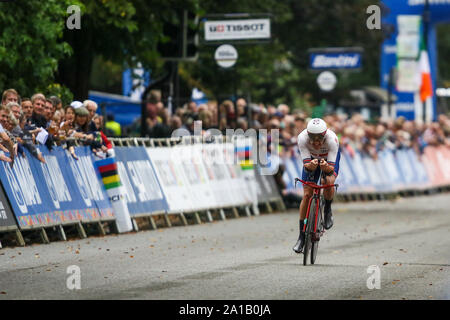 Harrogate, Großbritannien. 25. September 2019. Alex Dowsett Großbritannien Fünfter bei der 2019 UCI Road World Championships Mens Elite Einzelzeitfahren. September 25, 2019 Credit Dan-Cooke/Alamy leben Nachrichten Stockfoto