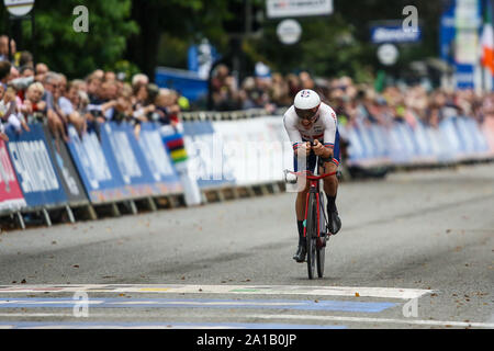 Harrogate, Großbritannien. 25. September 2019. Alex Dowsett Großbritannien Fünfter bei der 2019 UCI Road World Championships Mens Elite Einzelzeitfahren. September 25, 2019 Credit Dan-Cooke/Alamy leben Nachrichten Stockfoto