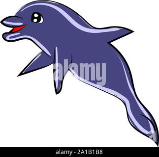 Dolphin, Illustration, Vektor auf weißem Hintergrund. Stock Vektor