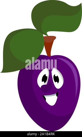 Happy Pflaume, Illustration, Vektor auf weißem Hintergrund. Stock Vektor