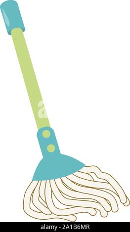 Blau Mop, Illustration, Vektor auf weißem Hintergrund. Stock Vektor