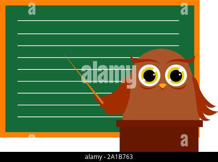 Eule Lehre, Illustration, Vektor auf weißem Hintergrund. Stock Vektor