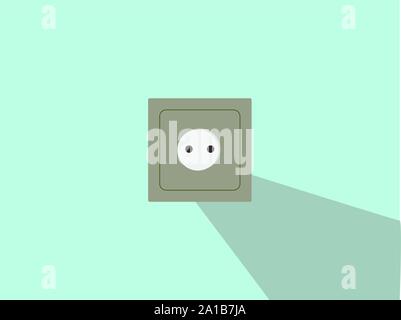 Stecker in der Wand, Illustration, Vektor auf weißem Hintergrund. Stock Vektor