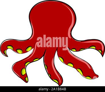 Red squid, Illustration, Vektor auf weißem Hintergrund. Stock Vektor