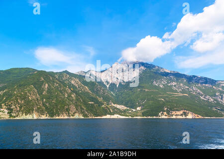 Panoramablick auf heiligen Athos, Chalkidiki, Griechenland mount Stockfoto