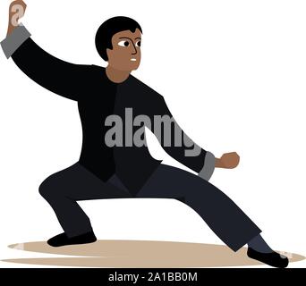 Wushu, Illustration, Vektor auf weißem Hintergrund. Stock Vektor