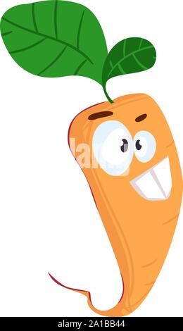 Verrückte Karotte, Illustration, Vektor auf weißem Hintergrund. Stock Vektor