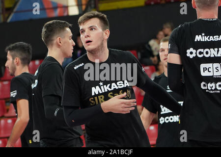 Perugia, Italien, 25. September 2019, ALESSANDRO PICCINELLI (N. 1 LIBERO SIR SICHERHEIT CONAD PERUGIA) während Test Match Sir Sicherheit Conad Perugia Vs Emma Villen VOLLEYBALL Volleyball italienische Serie A Männer Superleague Meisterschaft - Credit: LPS/Loris Cerquiglini/Alamy leben Nachrichten Stockfoto