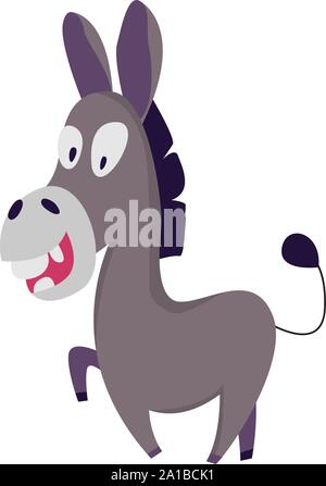 Crazy Donkey, Illustration, Vektor auf weißem Hintergrund. Stock Vektor